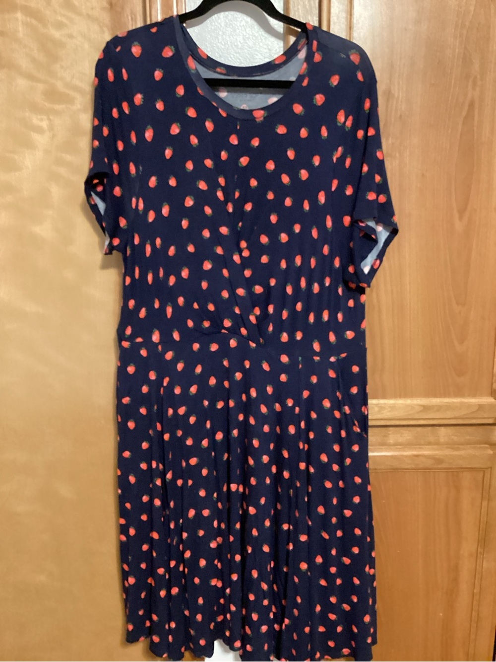 torrid Navy Midi Dress with red strawberry print, EUC, size 2 (18/20)